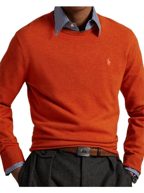 Maglia da uomo in lana, girocollo, colore arancione POLO RALPH LAUREN | 710974148009